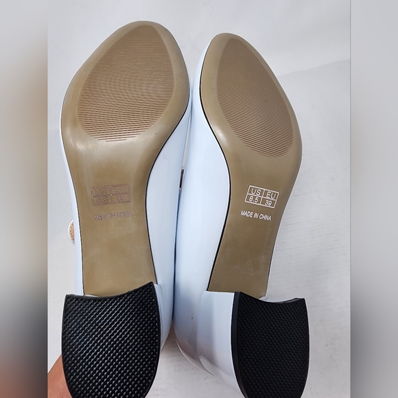 New White Mary Janes Chunky Low Block Heel Trendy Shoes Women's Size 8.5 - Picture 2 of 9